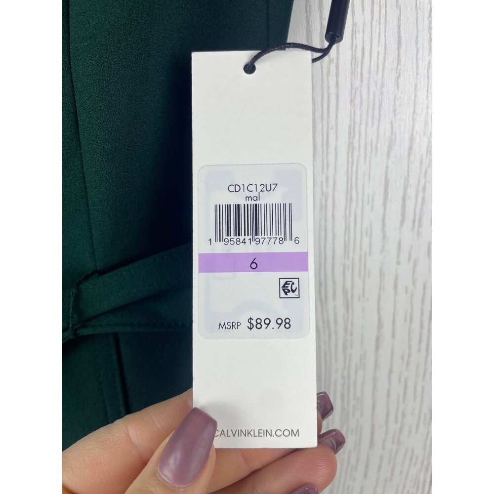 Calvin Klein Faux Wrap Ruffle Short Sleeve Mini Crepe Dress Women's Size 6 NWT - Picture 4 of 12